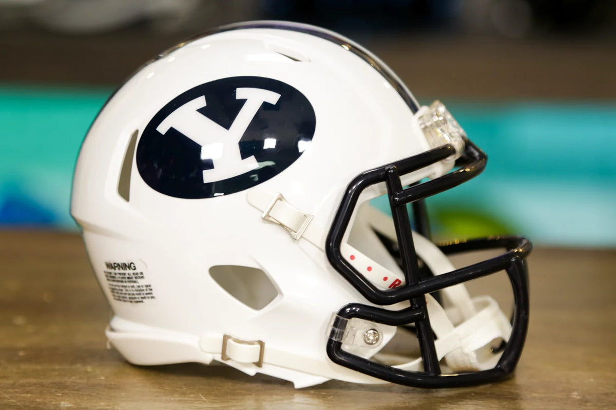 byu mini football helmet Cougars Riddell Speed Catfish Pro Double Offset snowboarding pack White Concept Color:ash-rose-purple