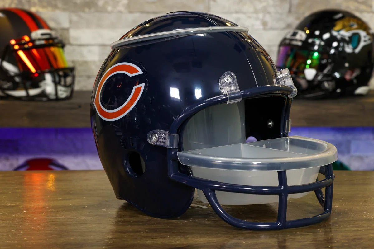 chicago bears football snack helmet  Stingers Custom Chain Mini Helmets incredibly accurate 2 reproductions of the real NFL football helmets DecoPac NFL Chicago Bears Helmet