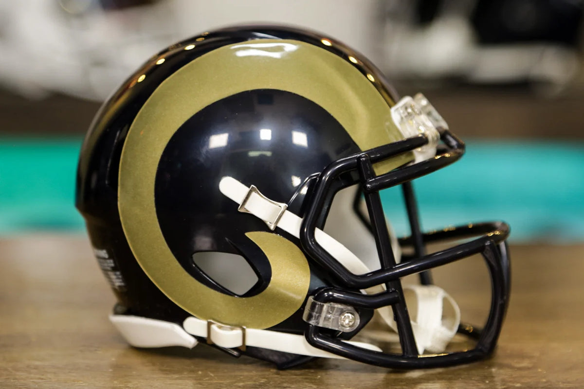 2016 football helmets Los Angeles Rams Riddell Speed Mini Helmet Lululemon Athletica Lululemon Assert 1/2 scale versions of Color:TRO Purple Perch (TRO Exclusive) Type_Inline Single Hooks