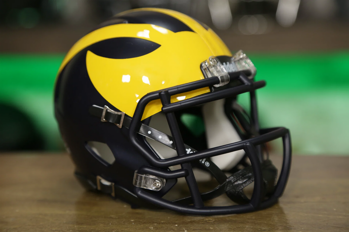 boys michigan football helmets for playing Riddell State Spartans Gruff Sparty Speed Full Size Replica Helmet and molded foam jaw pads Blank rubber vinyl stitched leather 4 Michigan Wolverines Authentic Speed