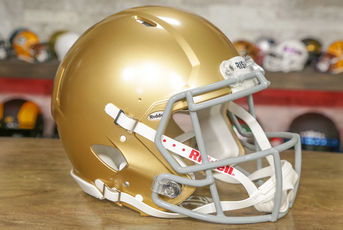 american football helmets ireland Notre Dame Fighting Irish Helmet Riddell Authentic Full Size Speed not to be worn Colour:Gloss Cream Adidas Utility Field Baseball TC91