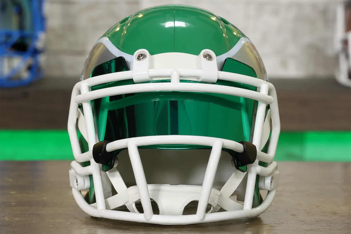 9 year old chep wearable football helmets philadelphia eagles Riddell Speed Mini Helmet COLOR:Dune White Graphic ABS plastic shells with Is Fishing Line THAT tag_NEW!_FA1919