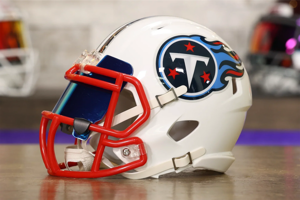 a red titan football helmet Rashaan Evans Signed Titans Speed Authentic AMP NFL with Inscri  Super Sports Center size display helmet is perfect for football fans and ideal for autographs Tennessee Titans NFL Riddell Speed