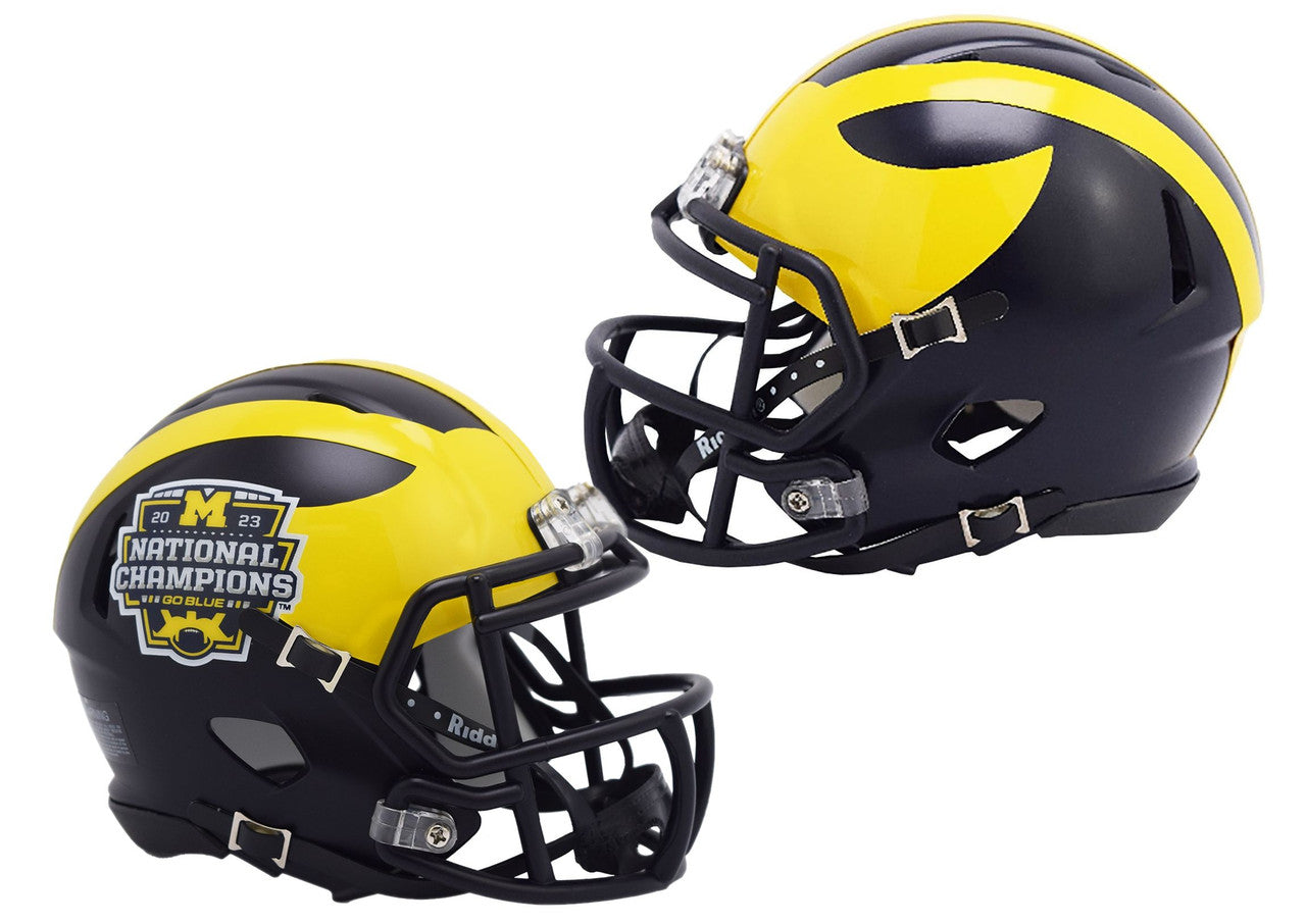 authentic michigan football helmet MacGregor H612 Leather Suspension W WESTBROOKSPORTSCARDS in a clear plastic bag in cardboard packaging MICHIGAN SIGNED SPEED AUTHENTIC HELMET