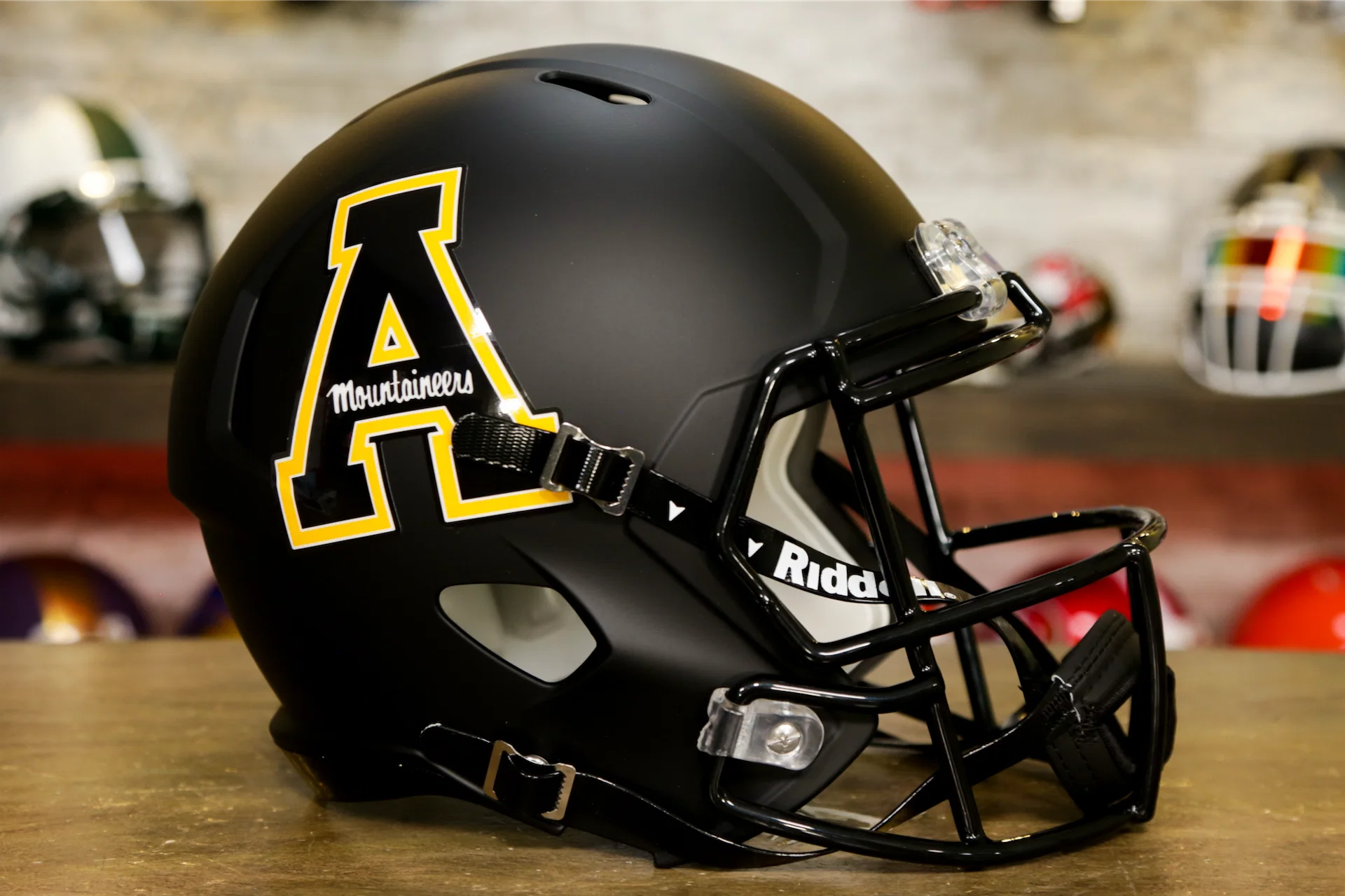 american football helmet wraps Appalachian State Mountaineers Riddell Speed Display Helmet – Green Gridiron, Inc