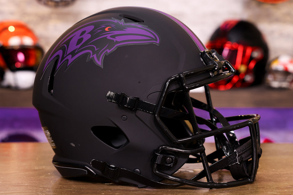 Riddell NFL Baltimore Ravens - Casco de fútbol americano con réplica rápida  tamaño completo, morado, talla M