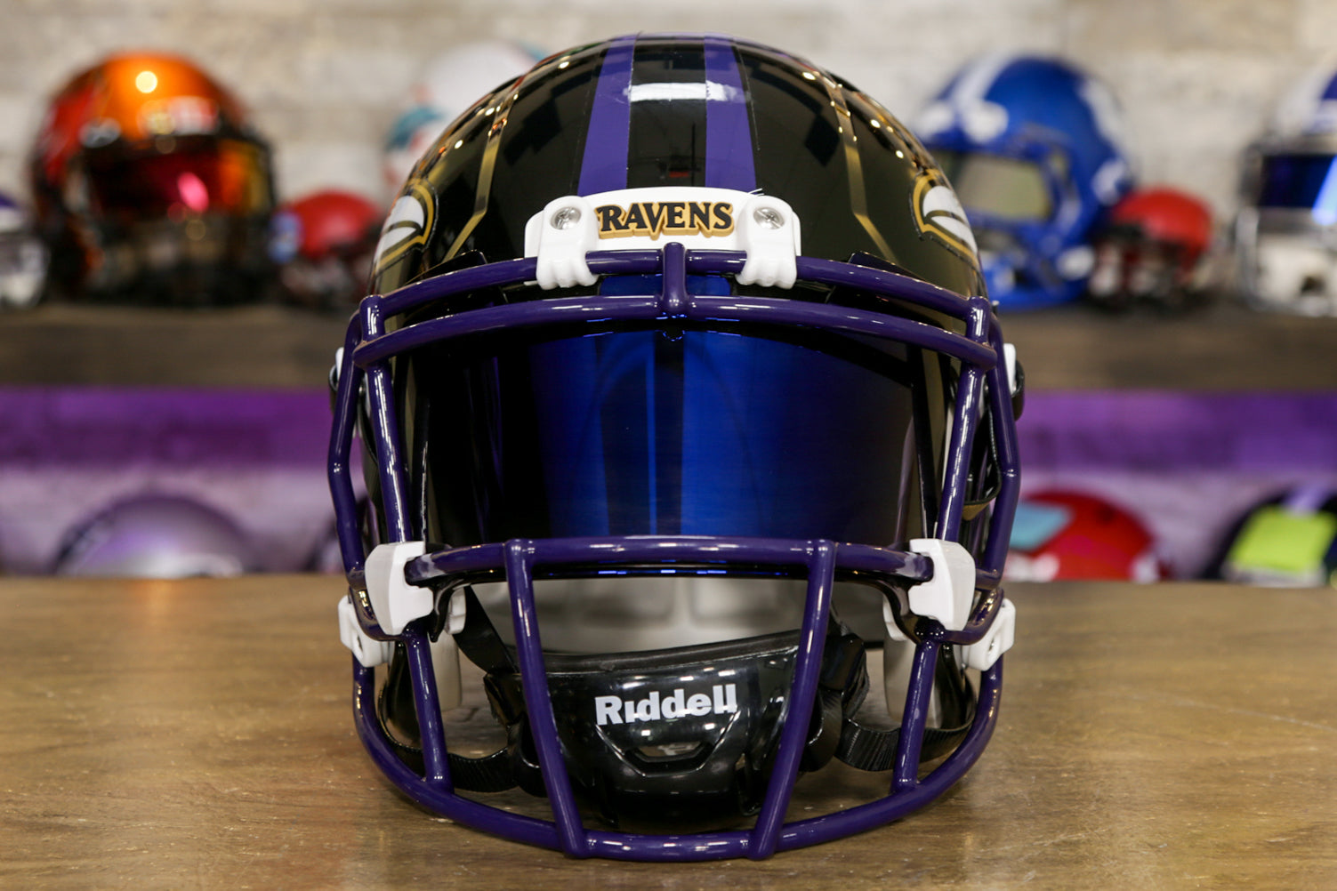 Riddell NFL Baltimore Ravens - Casco de fútbol americano con réplica rápida  tamaño completo, morado, talla M