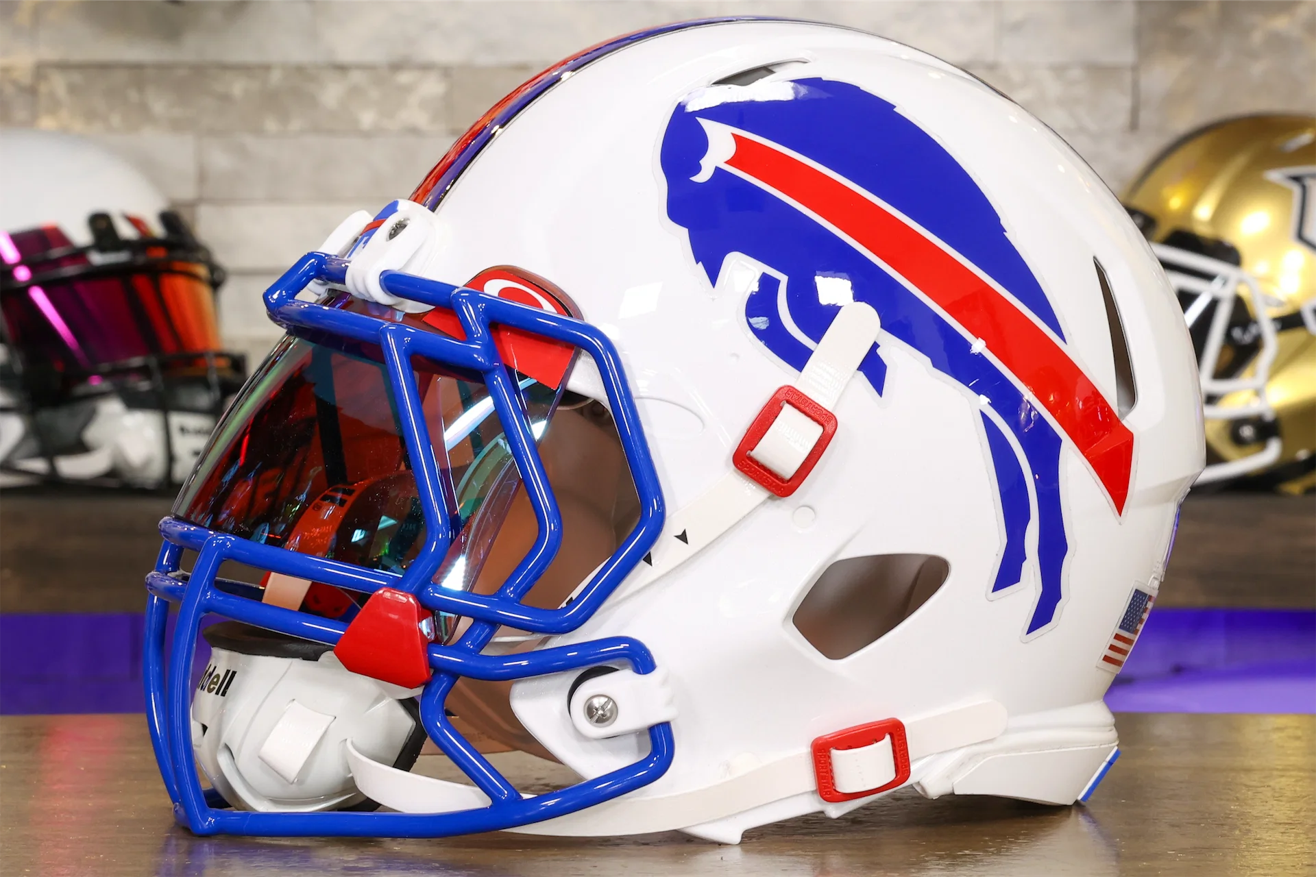 custom football helmet stripes Buffalo Bills Riddell Speed Authentic Helmet