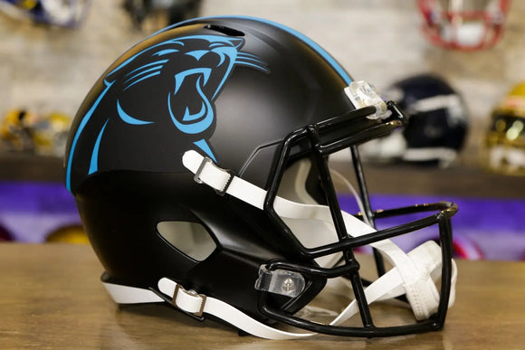 black cat football helmet Carolina Panthers Riddell Speed Display Helmet