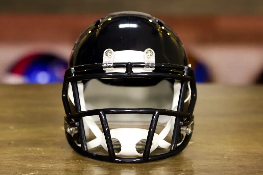 cal bears mini football helmet matte navy Blue with White Mask Blank Riddell Revolution Speed (Decorative Mini Helmet - NOT Wearable a shelf Chicago Bears Riddell Speed Mini