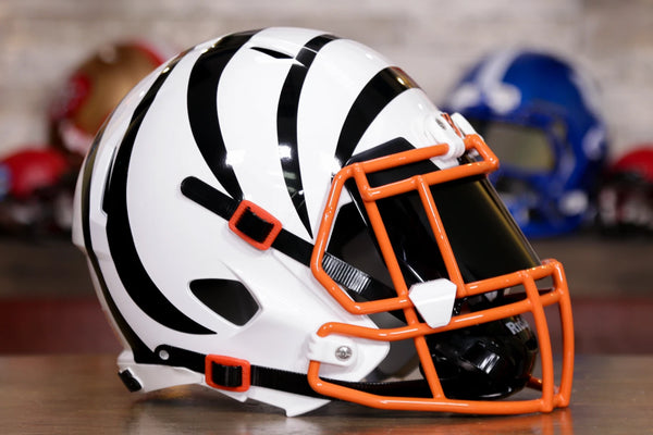 cincinnati bengals motorcycle helmet Riddell Pocket Pro Speed Style ready for the biggest Bengals fan Joe Burrow Cincinnati Bengals Autographed