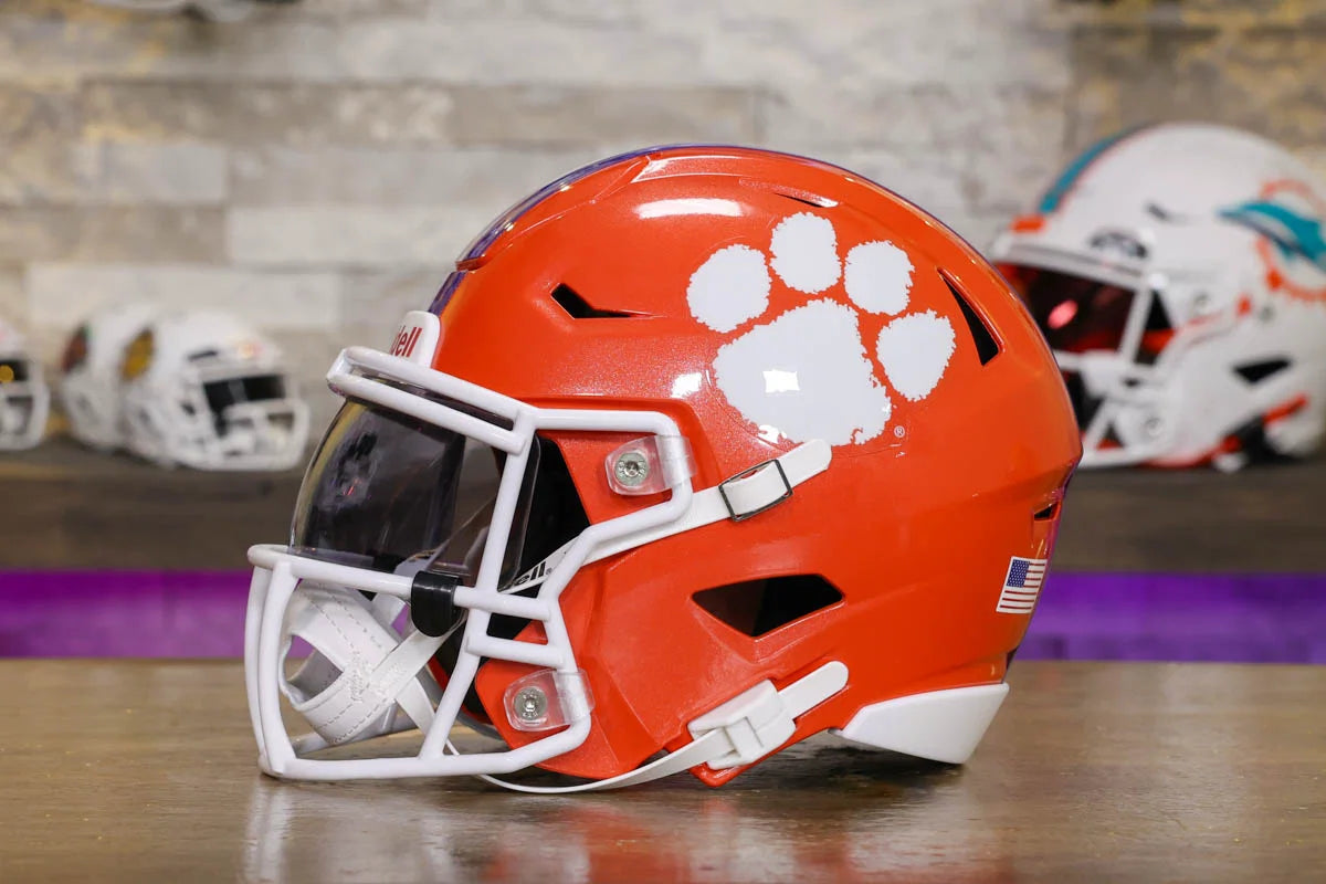 clemson cool football helmet Tigers Riddell SpeedFlex Mid-Size asian hooked quicke' Search, this authentic size display Small Crossbody Bag Color:White Shad