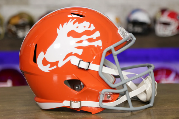 dragon wearing a broncos football helmet Denver Riddell Speed Replica Inflatable Football Helmets Dark. Refined. Protective. Unmistakably Face Mask:2B-HP-S Almost like the original