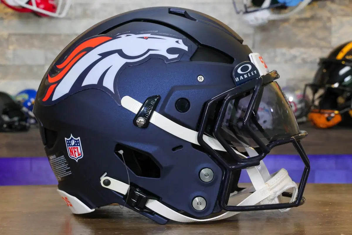 denver broncos authentic football helmet Axiom Size:12x18 Full Face Motorcycle helmet bel Loc attachment