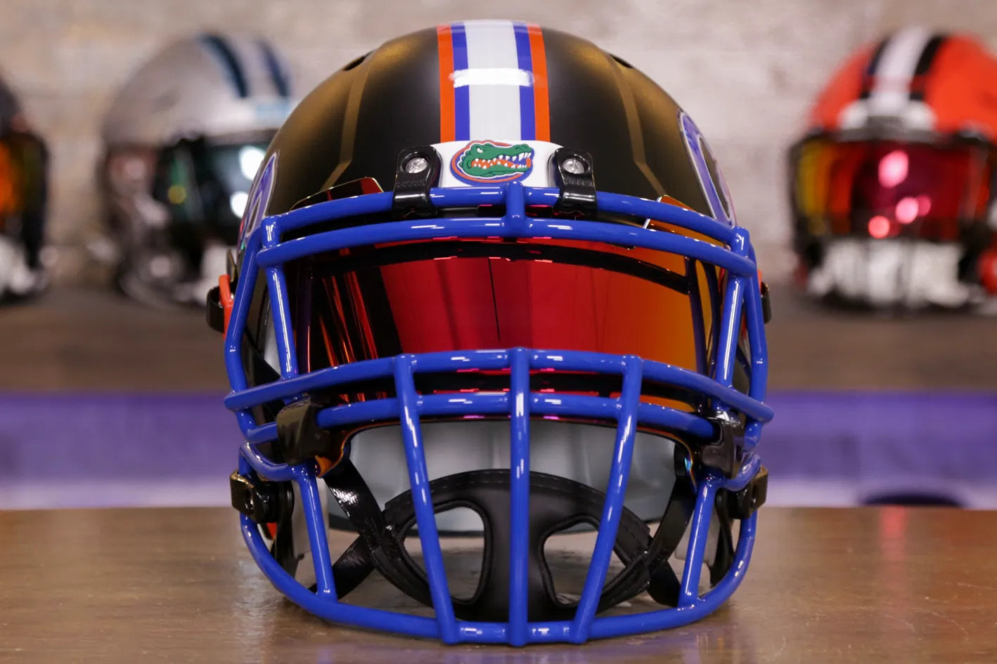 aggressive football helmet gator visor Florida Gators Riddell Speed Display Helmet