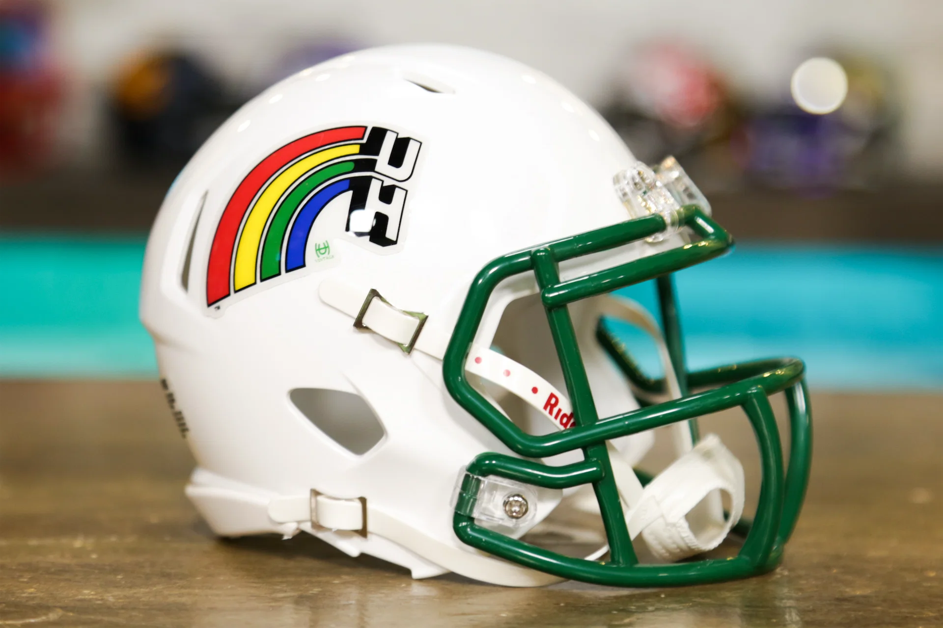 Hawaii Warriors Retro Rainbow Speed Mini Helmet Hawaii Warriors Retro Rainbow Speed Mini Helmet