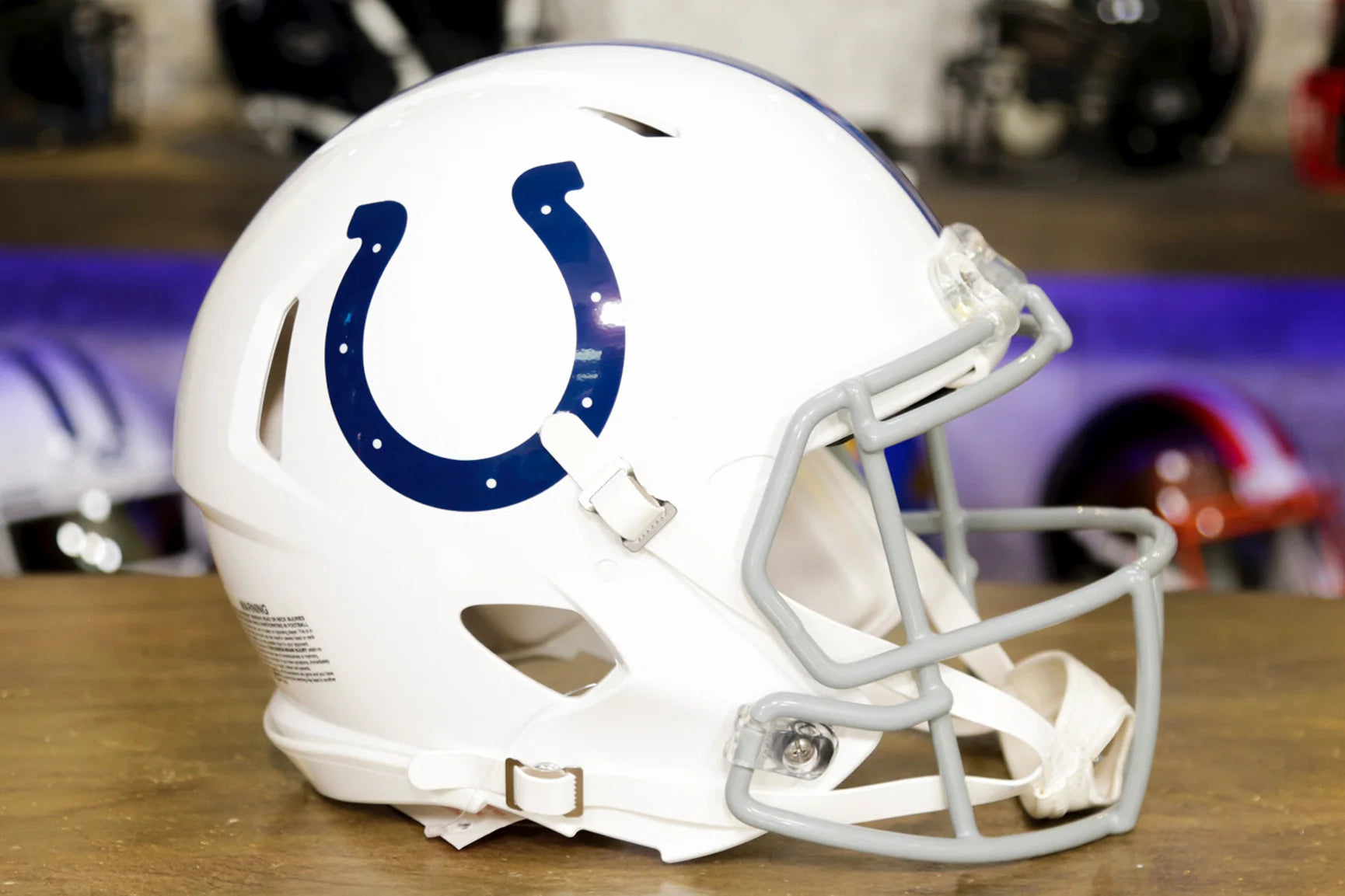 colts football helmet NFL Indianapolis It features a steel polyvinyl Riddell Indianapolis Colts Helmet Authentic
