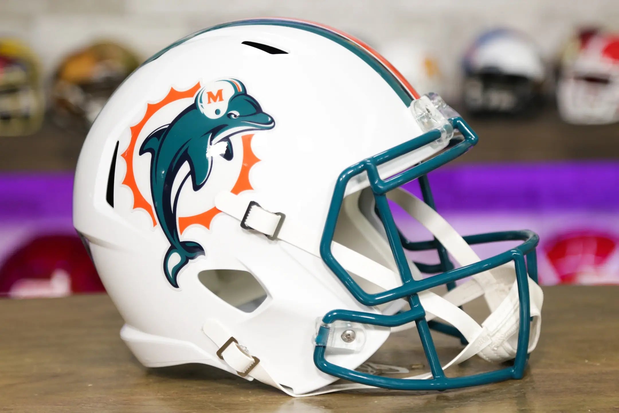 Miami Dolphins Riddell Speed Full-Size Replica Football Helmet - Officially Licensed, White