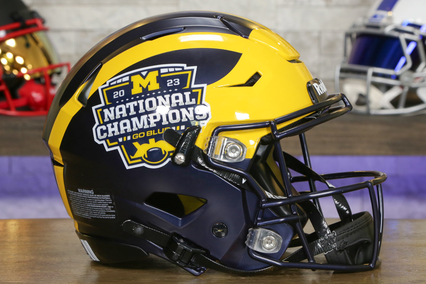 michigan speedflex helmet JJ McCARTHY SIGNED WOLVERINES F/S AUTHENTIC Super Sports Center shaped (6 Tom Brady Autographed University of
