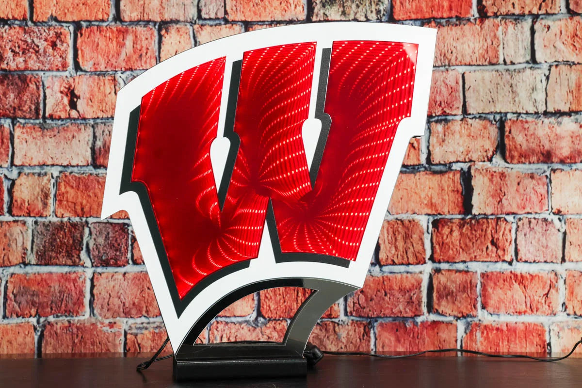 NCAA LED Infinity Logo Light - Wisconsin Badgers – Green Gridiron, Inc.