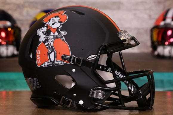Oklahoma State Cowboys Riddell Speed Authentic Helmet - Matte Black Pistol Pete