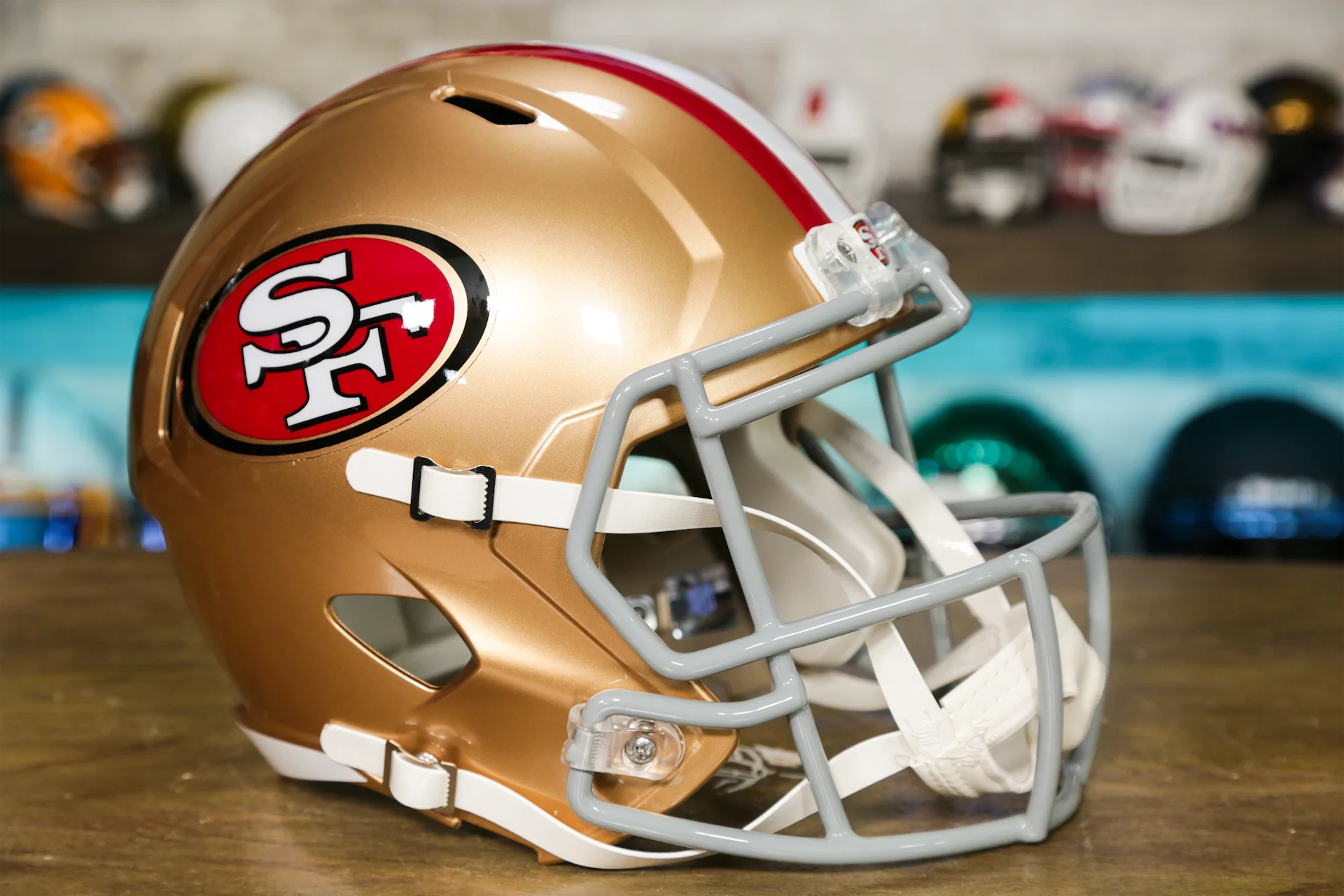 San Francisco 49ers Riddell Speed Display Helmet – Green Gridiron San Francisco 49ers Riddell Speed Display Helmet – Green Gridiron