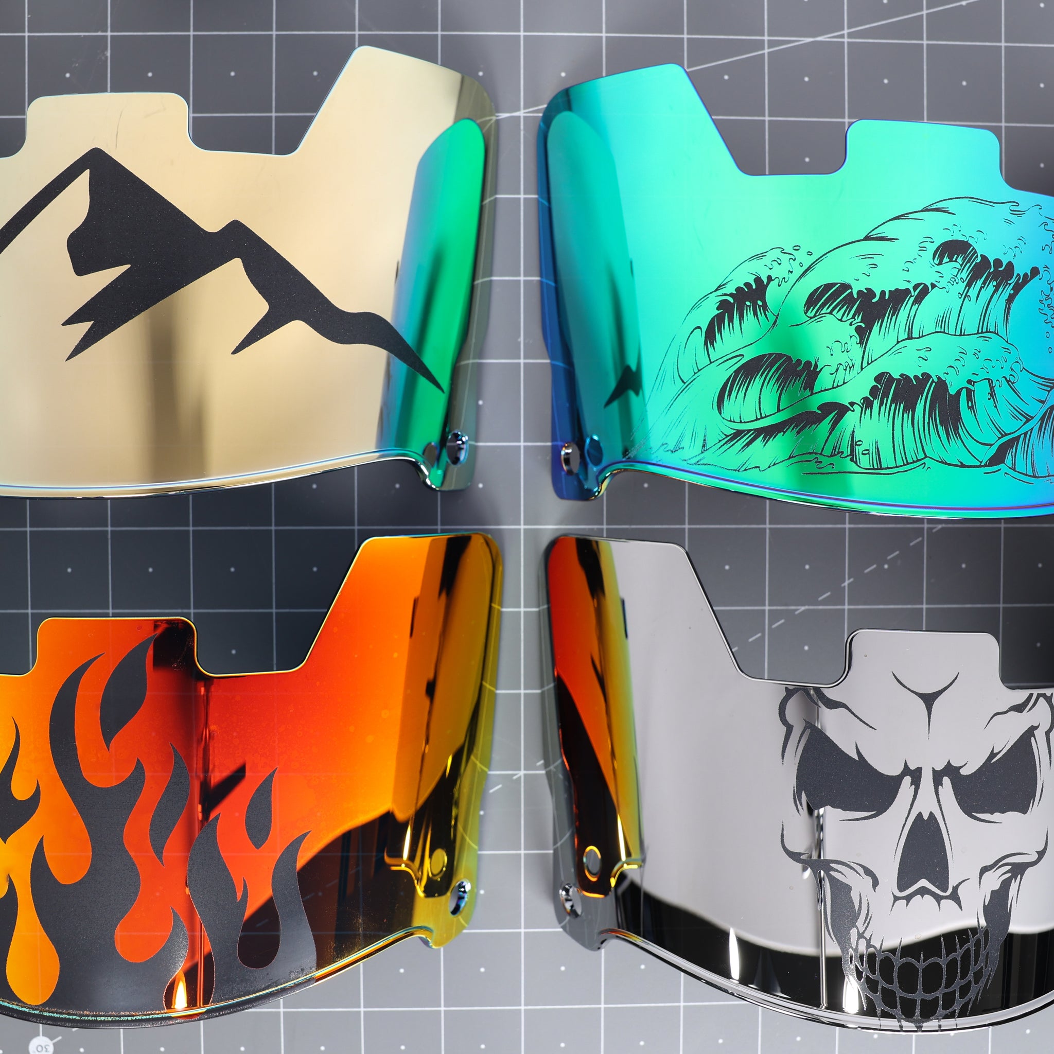 Designer Etched Visor - Skull Face – Green Gridiron, Inc.