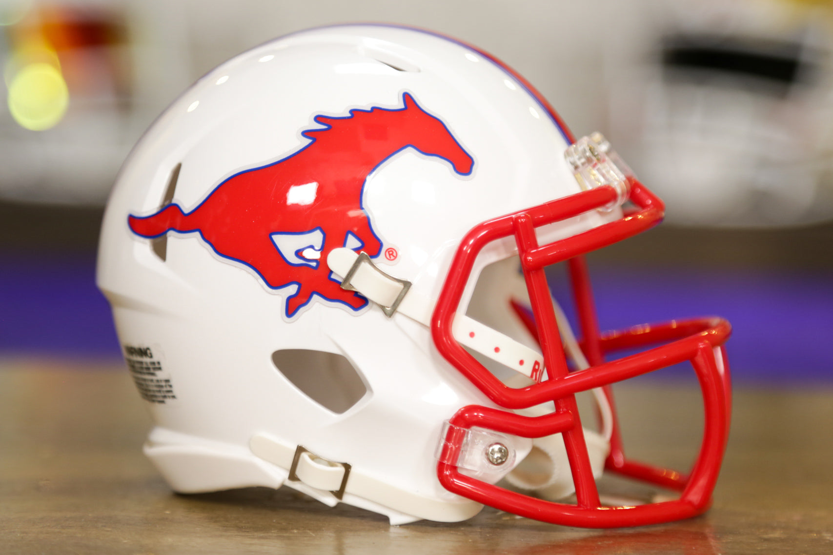 bms football helmet for sale Riddell SMU Mustangs Mini Speed Helmet