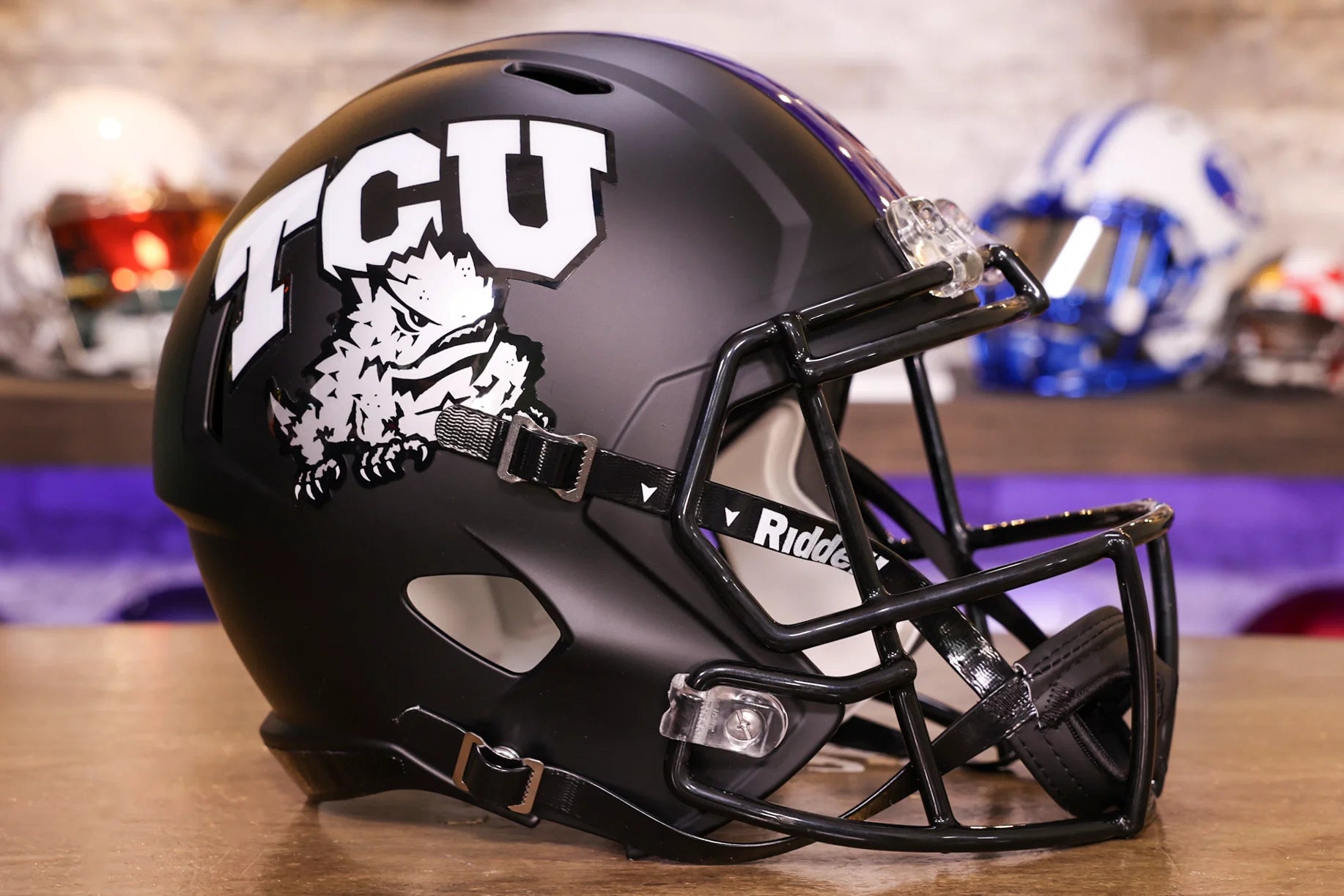 amazing frog football helmet TCU Horned Frogs Riddell Speed Mini Our @collegefootballireland helmet will rock