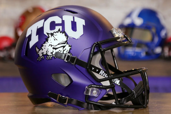 amazing frog football helmet TCU Horned Frogs Riddell Speed Display Helmet