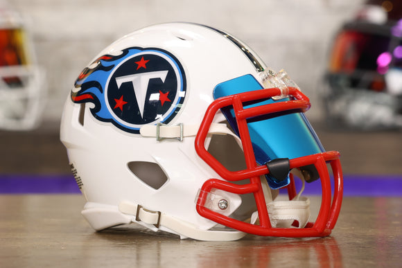 a red titan football helmet Tennessee Titans Riddell Speed Mini Helmet