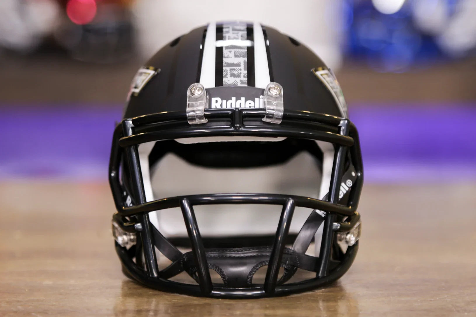 black helmet with black visor football Virginia Tech Hokies Mini Speed Matte Black