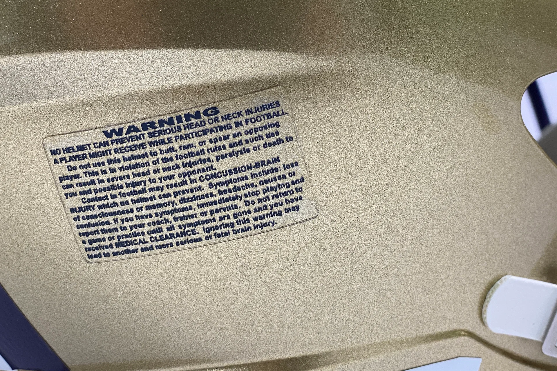 Warning Label Decal For Football Helmets – Green Gridiron, Inc